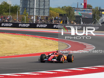 Carlos Sainz Jr. of Spain drives the (55) Scuderia Ferrari SF-24 Ferrari during the Formula 1 Pirelli United States Grand Prix 2024 in Austi...