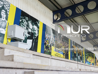 Murals are at the ground during the Sky Bet Championship match between Oxford United and West Bromwich Albion at the Kassam Stadium in Oxfor...