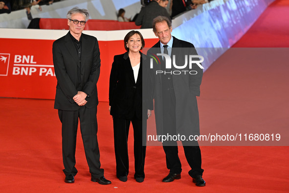 Gilles Bourdos, Paola Malanga, and Vincent Lindon attend the ''LE CHOIX DE JOSEPH CROSS'' red carpet during the 19th Rome Film Festival at A...