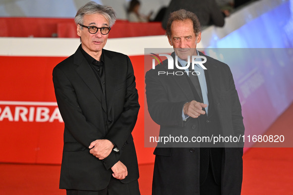 Gilles Bourdos and Vincent Lindon attend the ''LE CHOIX DE JOSEPH CROSS'' red carpet during the 19th Rome Film Festival at Auditorium Parco...