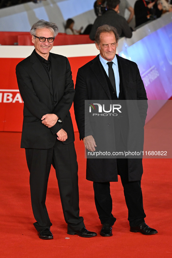 Gilles Bourdos and Vincent Lindon attend the ''LE CHOIX DE JOSEPH CROSS'' red carpet during the 19th Rome Film Festival at Auditorium Parco...