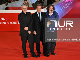 Gilles Bourdos, Vincent Lindon, and Olivier Delbosc attend the ''LE CHOIX DE JOSEPH CROSS'' red carpet during the 19th Rome Film Festival at...