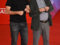 Valerio Mastandrea and Davide Ferrario attend the ''ITALO CALVINO NELLE CITTA'' red carpet during the 19th Rome Film Festival at Auditorium...