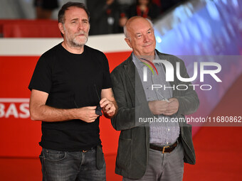 Valerio Mastandrea and Davide Ferrario attend the ''ITALO CALVINO NELLE CITTA'' red carpet during the 19th Rome Film Festival at Auditorium...