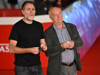 Valerio Mastandrea and Davide Ferrario attend the ''ITALO CALVINO NELLE CITTA'' red carpet during the 19th Rome Film Festival at Auditorium...