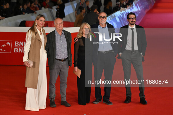 Davide Ferrario (second from left), Marco Belpoliti (second from right), and guests attend the ''ITALO CALVINO NELLE CITTA'' red carpet duri...