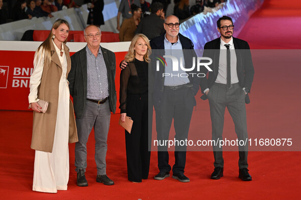 Davide Ferrario (second from left), Marco Belpoliti (second from right), and guests attend the ''ITALO CALVINO NELLE CITTA'' red carpet duri...