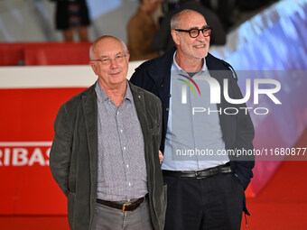 Davide Ferrario and Marco Belpoliti attend the ''ITALO CALVINO NELLE CITTA'' red carpet during the 19th Rome Film Festival at Auditorium Par...