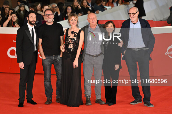 (L-R) Alessio Vassallo, Valerio Mastandrea, Violante Placido, Davide Ferrario, Paola Malanga, and Marco Belpoliti attend the ''ITALO CALVINO...