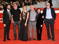 (L-R) Alessio Vassallo, Valerio Mastandrea, Violante Placido, Davide Ferrario, Paola Malanga, and Marco Belpoliti attend the ''ITALO CALVINO...