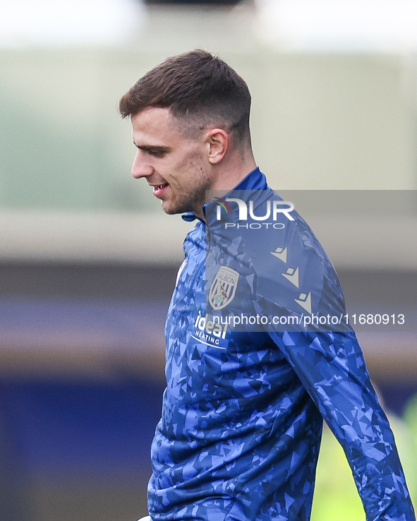 Jayson Molumby of WBA participates in the Sky Bet Championship match between Oxford United and West Bromwich Albion at the Kassam Stadium in...