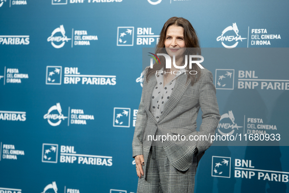 Juliette Binoche attends the ''The Return'' photocall during the 19th Rome Film Festival at Auditorium Parco Della Musica in Rome, Italy, on...