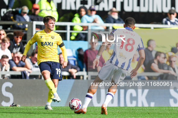 Number 19, Tyler Goodrham of Oxford, is in action during the Sky Bet Championship match between Oxford United and West Bromwich Albion at th...