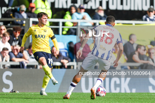 Number 19, Tyler Goodrham of Oxford, is in action during the Sky Bet Championship match between Oxford United and West Bromwich Albion at th...