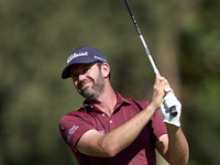 Scott Jamieson of Scotland tees off on the 2nd hole on the third day of the Estrella Damm N.A. Andalucia Masters 2024 at Real Club de Golf S...