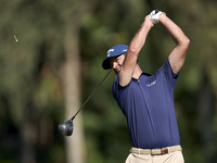 Jorge Campillo of Spain tees off on the 2nd hole on the third day of the Estrella Damm N.A. Andalucia Masters 2024 at Real Club de Golf Soto...