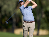 Daniel Brown of England tees off on the 2nd hole on the third day of the Estrella Damm N.A. Andalucia Masters 2024 at Real Club de Golf Soto...