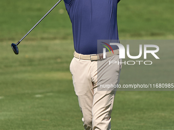 Jorge Campillo of Spain plays his second shot on the 2nd hole on the third day of the Estrella Damm N.A. Andalucia Masters 2024 at Real Club...