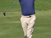 Jorge Campillo of Spain plays his second shot on the 2nd hole on the third day of the Estrella Damm N.A. Andalucia Masters 2024 at Real Club...