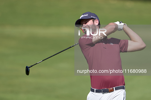 Scott Jamieson of Scotland plays his second shot on the 2nd hole on the third day of the Estrella Damm N.A. Andalucia Masters 2024 at Real C...