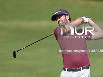 Scott Jamieson of Scotland plays his second shot on the 2nd hole on the third day of the Estrella Damm N.A. Andalucia Masters 2024 at Real C...