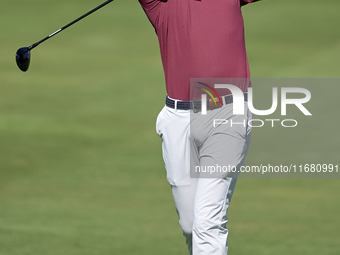 Scott Jamieson of Scotland plays his second shot on the 2nd hole on the third day of the Estrella Damm N.A. Andalucia Masters 2024 at Real C...