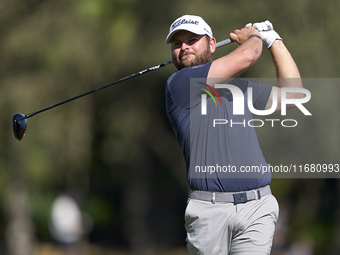 Jordan Smith of England tees off on the 2nd hole on the third day of the Estrella Damm N.A. Andalucia Masters 2024 at Real Club de Golf Soto...