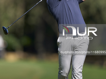 Jordan Smith of England tees off on the 2nd hole on the third day of the Estrella Damm N.A. Andalucia Masters 2024 at Real Club de Golf Soto...