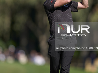 Julien Guerrier of France tees off on the 2nd hole on the third day of the Estrella Damm N.A. Andalucia Masters 2024 at Real Club de Golf So...