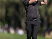 Julien Guerrier of France tees off on the 2nd hole on the third day of the Estrella Damm N.A. Andalucia Masters 2024 at Real Club de Golf So...