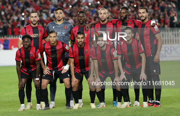 USM Alger starting players pose for a group photo before the football match between USM Alger and CR Belouizdad on the 5th day of the Algeri...