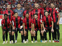 USM Alger starting players pose for a group photo before the football match between USM Alger and CR Belouizdad on the 5th day of the Algeri...