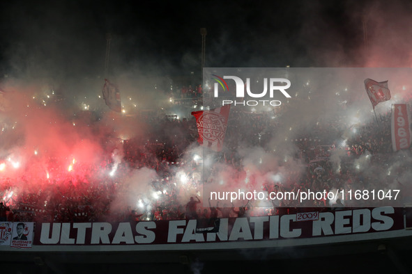 CR Belouizdad fans applaud their team during the football match between USM Alger and CR Belouizdad on the 5th day of the Algerian Ligue 1 c...