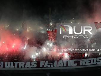 CR Belouizdad fans applaud their team during the football match between USM Alger and CR Belouizdad on the 5th day of the Algerian Ligue 1 c...