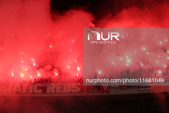 CR Belouizdad fans applaud their team during the football match between USM Alger and CR Belouizdad on the 5th day of the Algerian Ligue 1 c...