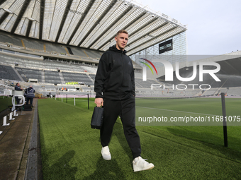 Emil Krafth of Newcastle United arrives before the Premier League match between Newcastle United and Brighton and Hove Albion at St. James's...