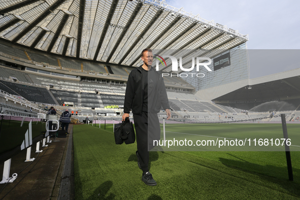 Dan Burn of Newcastle United plays during the Premier League match between Newcastle United and Brighton and Hove Albion at St. James's Park...