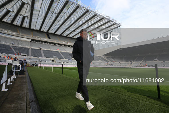 Harvey Barnes of Newcastle United participates in the Premier League match between Newcastle United and Brighton and Hove Albion at St. Jame...