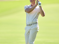 Niklas Norgaard of Denmark plays his second shot on the 1st hole on the third day of the Estrella Damm N.A. Andalucia Masters 2024 at Real C...