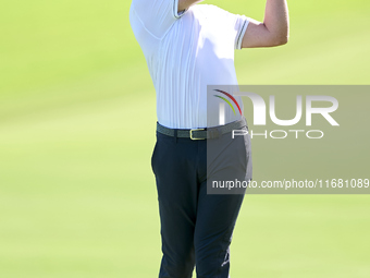 Daniel Hillier of New Zealand plays his second shot on the 1st hole on the third day of the Estrella Damm N.A. Andalucia Masters 2024 at Rea...