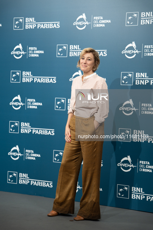 Valeria Bruni Tedeschi attends the ''Eterno Visionario'' photocall during the 19th Rome Film Festival at Auditorium Parco Della Musica in Ro...