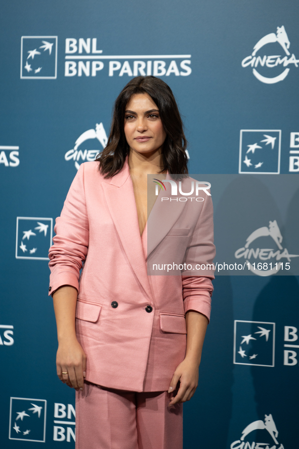 Aurora Giovinazzo attends the ''Eterno Visionario'' photocall during the 19th Rome Film Festival at Auditorium Parco Della Musica in Rome, I...