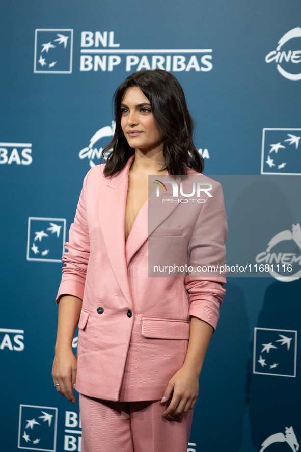 Aurora Giovinazzo attends the ''Eterno Visionario'' photocall during the 19th Rome Film Festival at Auditorium Parco Della Musica in Rome, I...