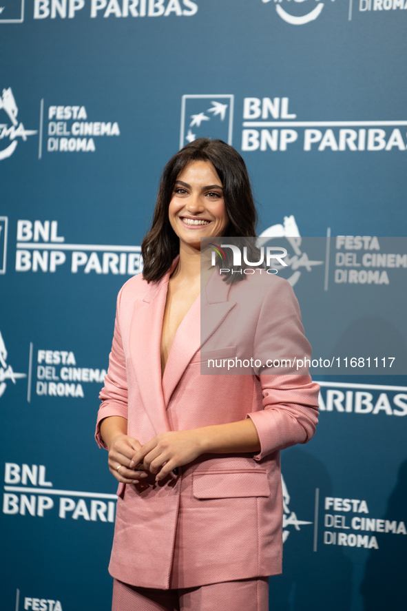 Aurora Giovinazzo attends the ''Eterno Visionario'' photocall during the 19th Rome Film Festival at Auditorium Parco Della Musica in Rome, I...