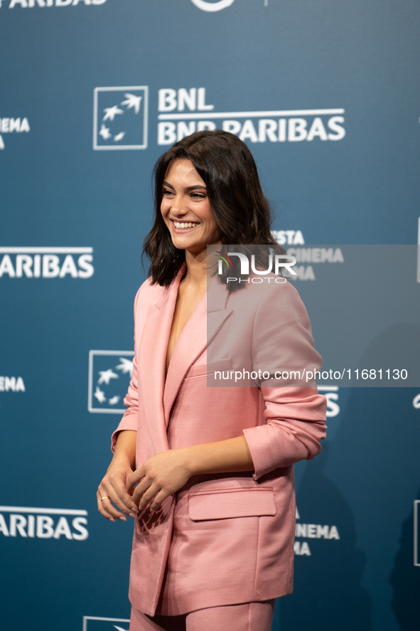 Aurora Giovinazzo attends the ''Eterno Visionario'' photocall during the 19th Rome Film Festival at Auditorium Parco Della Musica in Rome, I...