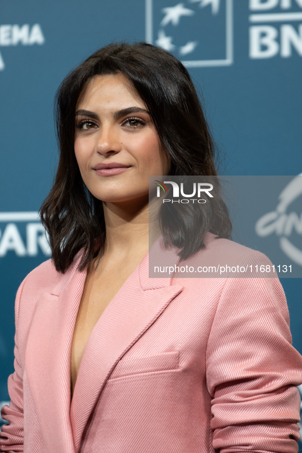 Aurora Giovinazzo attends the ''Eterno Visionario'' photocall during the 19th Rome Film Festival at Auditorium Parco Della Musica in Rome, I...