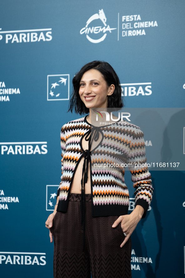 Anna Gargano attends the ''Eterno Visionario'' photocall during the 19th Rome Film Festival at Auditorium Parco Della Musica in Rome, Italy,...