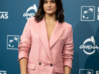 Aurora Giovinazzo attends the ''Eterno Visionario'' photocall during the 19th Rome Film Festival at Auditorium Parco Della Musica in Rome, I...