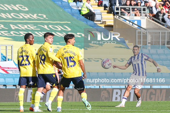 Karlan Grant of WBA takes a set piece during the Sky Bet Championship match between Oxford United and West Bromwich Albion at the Kassam Sta...