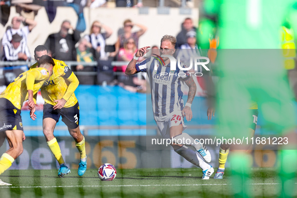 Uros Racic of WBA is in attacking action during the Sky Bet Championship match between Oxford United and West Bromwich Albion at the Kassam...